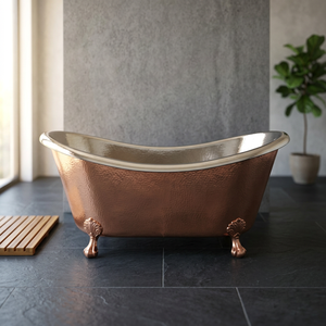Bañera Ovalada de Cobre Independiente con Patas de Gato, de Lujo, para Hotel, Baño de Adultos, Artesanía India - Product Image 3