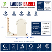 Peralatan Latihan Kayu Maple Adjustable Pilates Ladder Barrel untuk Yoga, Gym, Studio, OEM Custom
