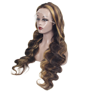 Pelucas de Cabello Humano Virgen con Frente de Encaje en Oferta, Peluca de Cabello Humano con Frente de Encaje con Reflejos P4/27 y Ondas Suaves - Product Image 5