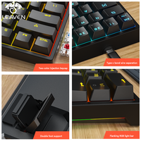 Keyboard mekanik nirkabel Bluetooth dua Mode, sakelar merah 61 tombol dapat ditukar untuk PC PS4 Xbox iPhone iPad