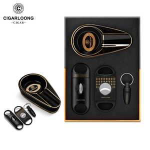 CIGARLOONG Logo Wholesale New Arrival Ashtray Portable Sharp <strong>Cutter</strong> V Cut Drill Suit Set <strong>Cigar</strong> Accessories Gift Box for Smoking - Product Image 1