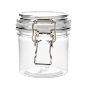Clear Wide Mouth BPA Free Food Storage Airtight 200ml Cylindrical PET Jar with Clip Cap - Product Image 1