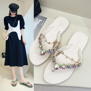 Sandalias de Verano para Mujer, Estilo Nuevo, Antideslizantes, con Cadena, de Punta Abierta, para Vacaciones en la Playa, Sandalias Planas - Product Image 3