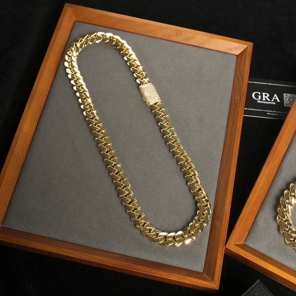 Wholesale Choker 18k Gold Custom Gold Cuban Link Chain 24k Gold Cuban Miami Chain 20mm Miami Cuban Chain Necklace