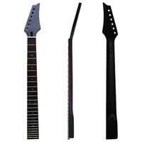Instrumen Gitar Elektrik 6 Senar 24 Fret, Leher Maple, DIY, Aksesoris Pegangan Matte Hitam dengan Dot Merah