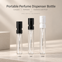 Flacon vaporisateur miniature pour échantillon de parfum 1,5 ml, 2 ml, 2,5 ml, en verre transparent, col serti, atomiseur à fine brume avec logo personnalisé