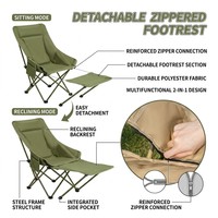 Repose-pieds détachable 2-en-1 avec poche latérale portable, pliable, disponible en version OEM, avec fermeture éclair, cadre en acier compact et pliable, résistant aux UV