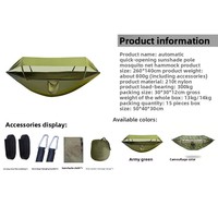 Hamac de camping automatique avec moustiquaire pour deux personnes, idéal pour les voyages en plein air et tente-hamac portable en nylon parachute