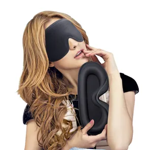 Masque de sommeil en mousse à mémoire de forme, vente en gros, pas cher, réglable, en soie glacée, bloc de voyage, bonnet, bandeau 3d, masque pour les yeux