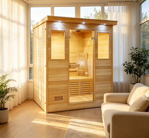 Sauna infrarouge lointain supérieur pour 2 à 3 personnes, sauna intérieur pour salle de sport et spa, faible EMF, sauna en bois massif - Product Image 1