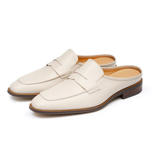 Business casual men's leather shoes <b>half</b>-trousers genuine leather lazy shoes one-piece casual leather shoes baggy <b>slip</b>-on shoes - Product Image 1