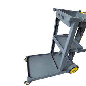 सफाई गाड़ी, 3-शेल्फ वाणिज्यिक जनिक गाड़ी, 200 एलबीएस क्षमता प्लास्टिक हाउसकीपिंग कार्ट, 25 गैलन pvc बैग के साथ - Product Image 4