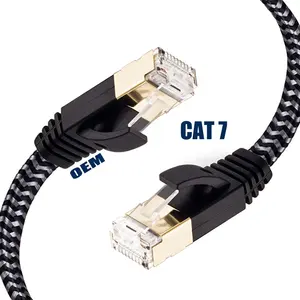 10ft Gevlochten Flat Cat7 Netwerkkabel Cat6 Rj45 Connector Lan Kabel 26 Awg Hoge Kwaliteit