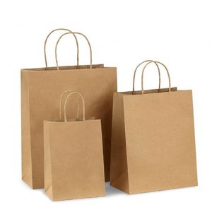 Custom Eco Friendly Kraft Paper Bag Disposable Kraft Paper Takeaway Food <b>Packaging</b> Bag with Handle - Product Image 1
