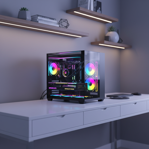 Boîtier PC Gaming Design Moderne à Vue Panoramique <span class=keywords><strong>avec</strong></span> Bonne Circulation d'Air, Support pour Refroidisseur Liquide 360, Châssis d'Ordinateur de Bureau - Product Image 2