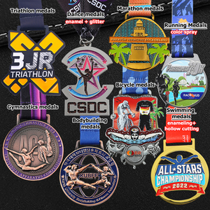 Medallas personalizadas chapadas en oro, plata y negro, logotipo de voleibol, medallas de esmalte redondas de Metal deportivo 3D para personalizar con cinta - Product Image 5