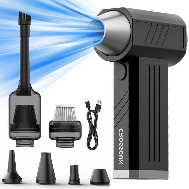 Mini Jet Fan DIY Brushless Motor 4-Speed Rechargeable Cordless Electric Air Duster Portable Computer Keyboard Cleaner Battery