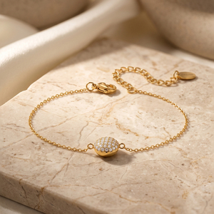 Pulsera de Cadena de Bolas Redondas con Circonitas Cúbicas, Chapada en Oro de 18K, de Acero Inoxidable 316, con Rechapado Gratuito Durante 2 Años, para Mujer, Marca FUAMAY - Product Image 2