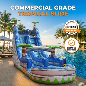 Scivolo d'Acqua Gonfiabile in PVC di Grado Commerciale a Forma di Palma Tropicale con Piscina, Facile da Montare, per Feste Estive in Piscina e <span class=keywords><strong>Noleggio</strong></span> - Product Image 1