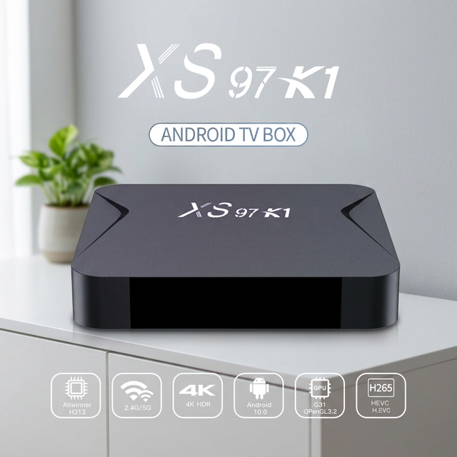 XS97 K1 Quad Core Android TV Box Dual Band 2.4G+5G WiFi 2GB RAM 16GB ROM 4K Media Player Compatible for Play