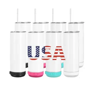 Hot Selling US Warehouse Edelstahl USB drahtlose Musik Wasser flasche Sublimation 20oz Lautsprecher becher