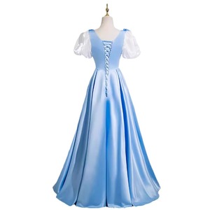Blue Evening Gown Square Collar A-Line Satin Empire Waistline Formal Wear - Product Image 5