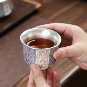 Silver Gilded <b>Tea</b> <b>Set</b> One Teapot Four Cups Durable Commercial Use Gift For Elders Or Business Present - Product Image 2