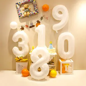 Karamel yulaf ezmesi kahverengi krem renk dijital 0-9 folyo helyum balon bebek duş doğum günü düğün sevgililer dekor malzemeleri