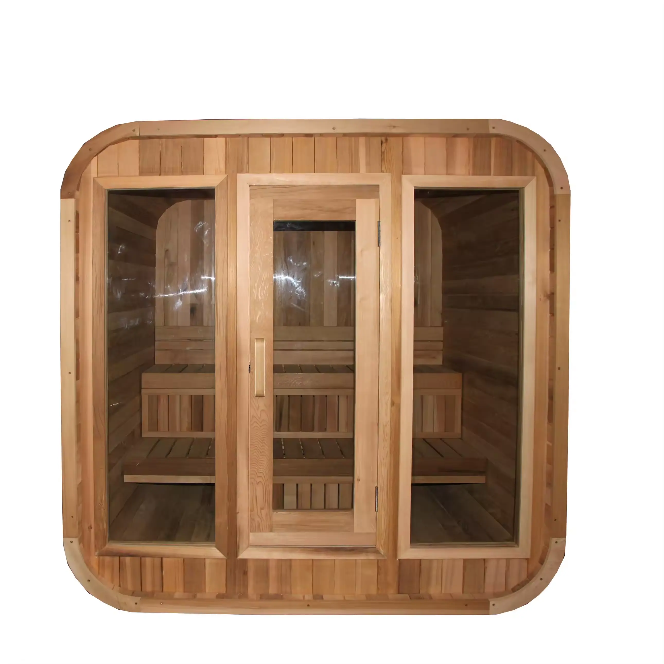Caisheng Hot Sales 6 People Canada Red Cedar Material Square Wooden Cube Outdoor Sauna Room With Stove