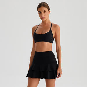 Conjunto Deportivo de Dos Piezas para Mujer, Top Deportivo con Tirantes y Falda de Tenis con Volantes, Transpirable, para Yoga, Running y Actividades al Aire Libre - Product Image 4