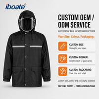 Veste de pluie réfléchissante imperméable en polyester haute densité respirant avec capuche noire pour le travail en extérieur