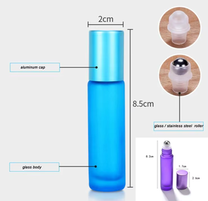 Bouteille à rouleaux en verre de couleur dégradée pour huile essentielle cosmétique différentes tailles 5ml 10ml 1cl avec bouchon à vis en acier inoxydable - Product Image 6