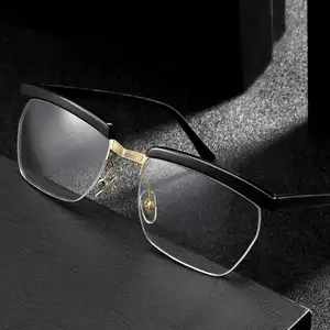 แว่นตา Tom Hardy คลาสสิก Acetate ครึ่งกรอบแว่นตา Men Square Semi Rimless แว่นตาสายตาสั้นแว่นตา
