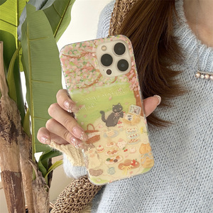 Funda para Teléfono con Diseño de Gato en Picnic de Primavera, Pintura al Óleo, para iPhone 17 Pro Max 16 15 14, Doble Capa, para Mujer - Product Image 3