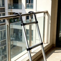 Échelle télescopique en aluminium de 5 m à haute résistance, longue durée de vie, avec crochets rotatifs amovibles pour toit et camping-car, fournie directement par l'usine