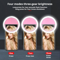 Lampu Selfie Ring LED Mini Portabel Klasik Harga Pabrik OME, Dapat Diisi Ulang, Bahan ABS, Lampu Pengisi Kecantikan untuk Ponsel