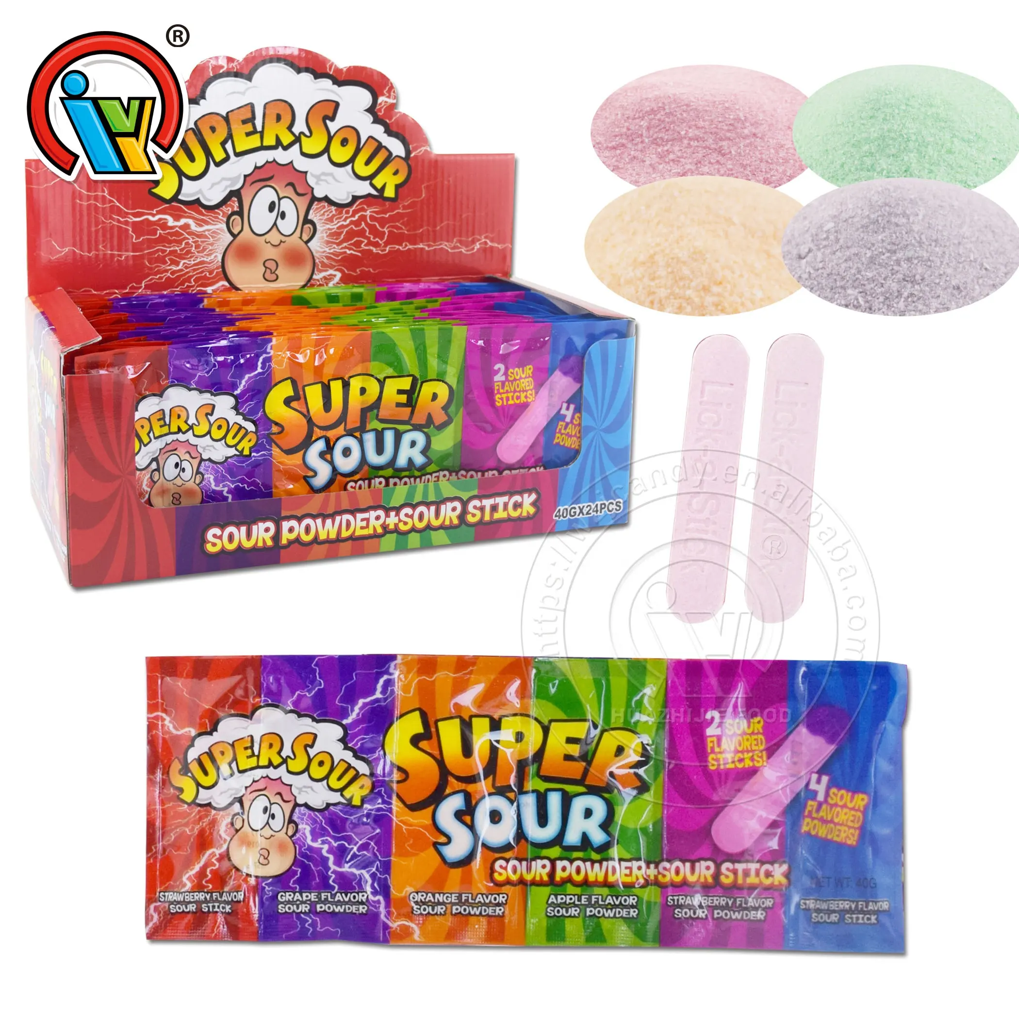 Wholesale 6in1 fruity sherbet candy with sour powder