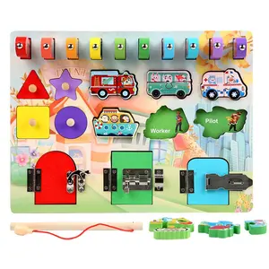  Montessori-tablero de educación temprana para niños, ayuda para niños de 1 a 3 años, juguete educativo para desbloqueo