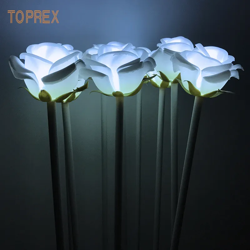 Shenzhen TOPREX wedding event party decoration white custom artificial led rose flower stand lights