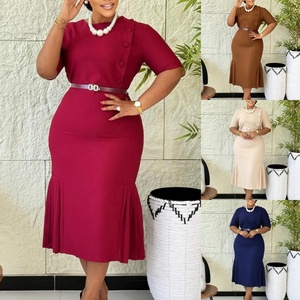 J8665 Abiti Estivi Eleganti da Donna per Ufficio, Vestito Casual con Collo Tondo e Mezza Manica per Lavoro e Tempo Libero - Product Image 2