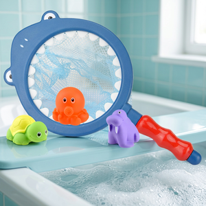 2026 Best Seller Kids Fishing Set 7pcs Plastic Water Play Bathing Toys Color Changing with Fish Catch Net Ages 2-4 Unisex - Product Image 1