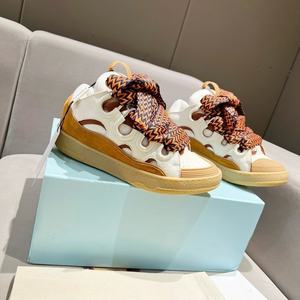 Zapatillas de Masaje Cerradas de Cuero Genuino Lanvine de Diseñador de Lujo de Alta Calidad, Tendencia de Moda, Elegancia, Suela Gruesa, con Cordones - Product Image 3