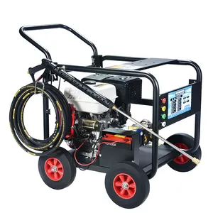 Double Cylinder Sewer Pipe Cleaning Equipment Gasoline High Pressure Washer 250 bar Petrol Engine High Pressure Cleaner