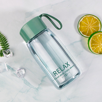 Regalos de Navidad, botella de agua de plástico personalizada de 380Ml, Mini botella de agua portátil bonita a prueba de fugas de pequeña capacidad