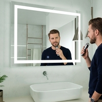Miroir de salle de bain intelligent LED rectangulaire moderne OEM avec éclairage LED, fonction anti-buée et variateur tactile, à fixation murale