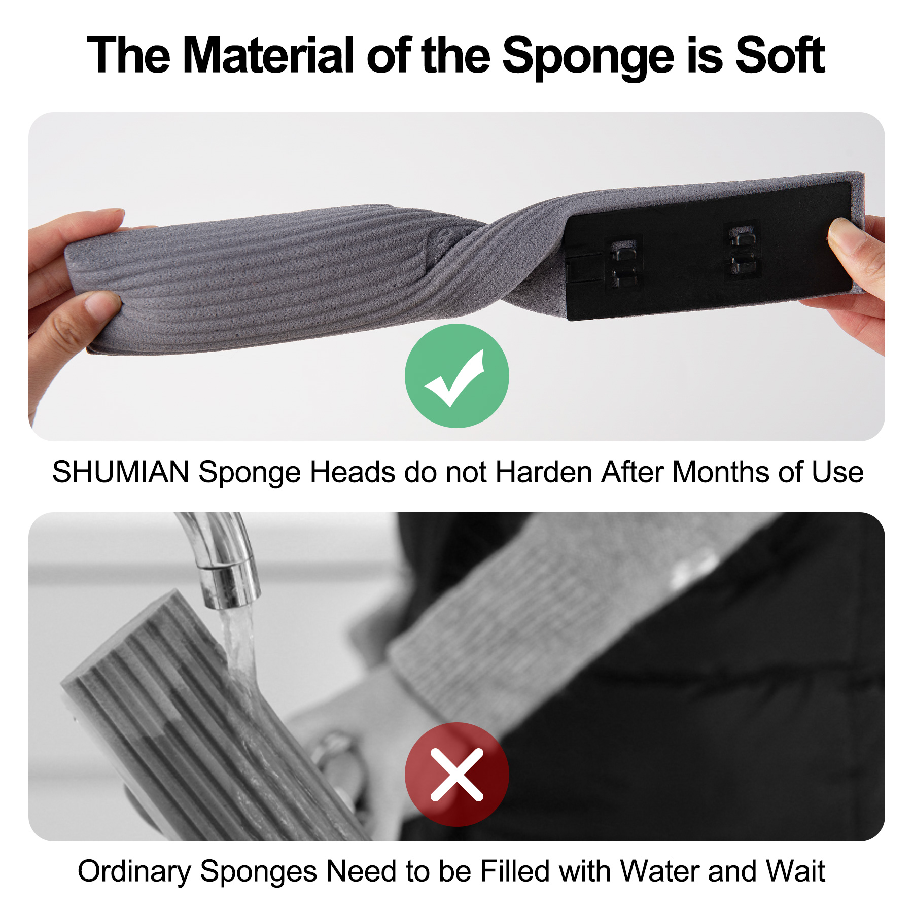Boomjoy Hot Sell  Self-Wringing X twist Mop Flat Mop with Replace PVA Sponge Mop Heads Free Hand Washing