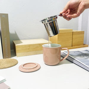 Tazza da tè in ceramica da 11 once tazza da caffè in ceramica portatile <span class=keywords><strong>con</strong></span> <span class=keywords><strong>coperchio</strong></span> e infusore per una <span class=keywords><strong>tisana</strong></span> perfetta da regalo - Product Image 2