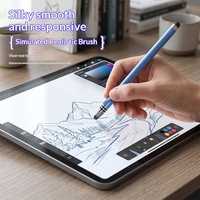 Stylet universel double tête MEEPSS MPSM201 en métal et silicone pour tablettes/smartphones - Stylet tactile capacitif pour dessin et édition
