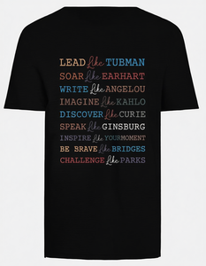 T-shirt da donna Lead Soar a maniche corte, girocollo, 100% cotone, stampa con messaggio femminista, per il Mese della Storia delle Donne, abbigliamento casual - Product Image 1