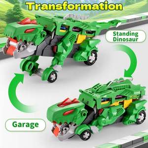 Camion de stockage de dinosaures 2 en 1 Jouet moulé sous pression pour avaler une voiture en métal transformée en <span class=keywords><strong>T</strong></span>-<span class=keywords><strong>Rex</strong></span> avec 2 voitures en alliage - Product Image 2
